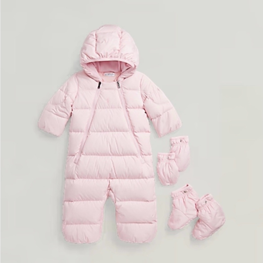 Ralph Lauren Light Pink Hooded Infant Puffer Snowsuit